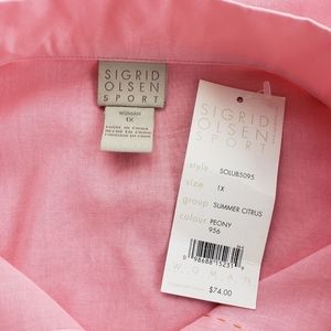 SIGRID OLSEN SPORT Ultra Sheer Blouse Salmon Colored Size 1X